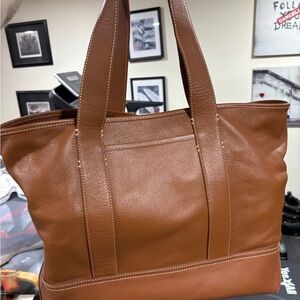 J. Crew Montauk Tan Leather Tote Bag
